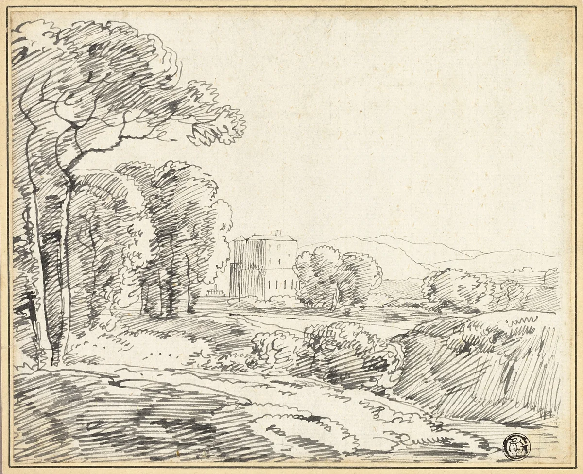 Landscape, House in Park by Franz Kobell, drawing, 1769-1822