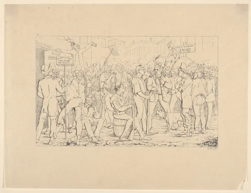 Enlistment of Sickles' Brigade, New York (from Confederate War Etchings) by Adalbert John Volck, print, 1861-1863