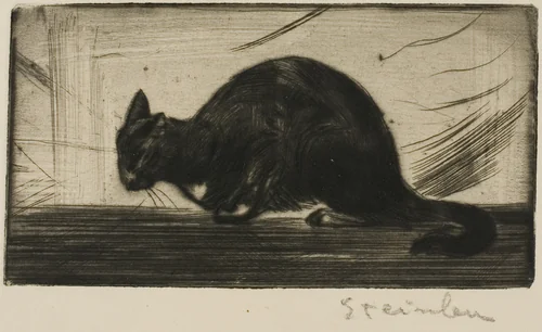 Cat Arching Its Back by Théophile Alexandre Steinlen, print, 1898
