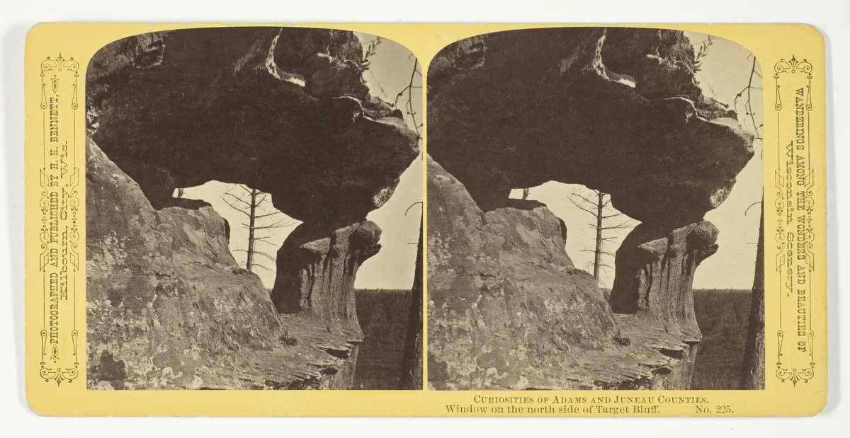 Window on the north side of Target Bluff, No. 225 from the series "Curiosities of Adams and Juneau Counties" by Henry Hamilton Bennett, photograph, 1870-1908