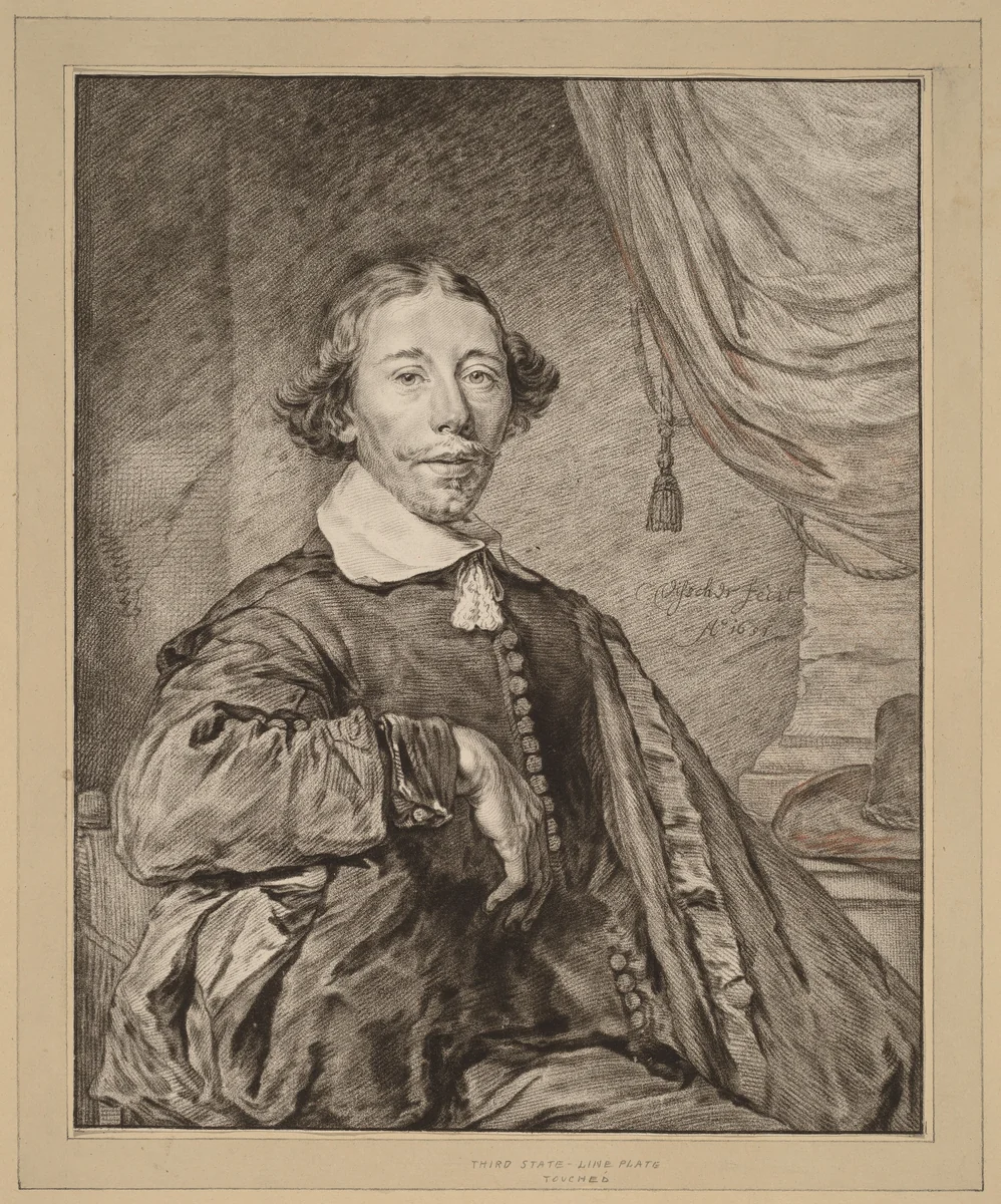 Portrait of a Seated Man by Cornelis Ploos van Amstel, print, 1771