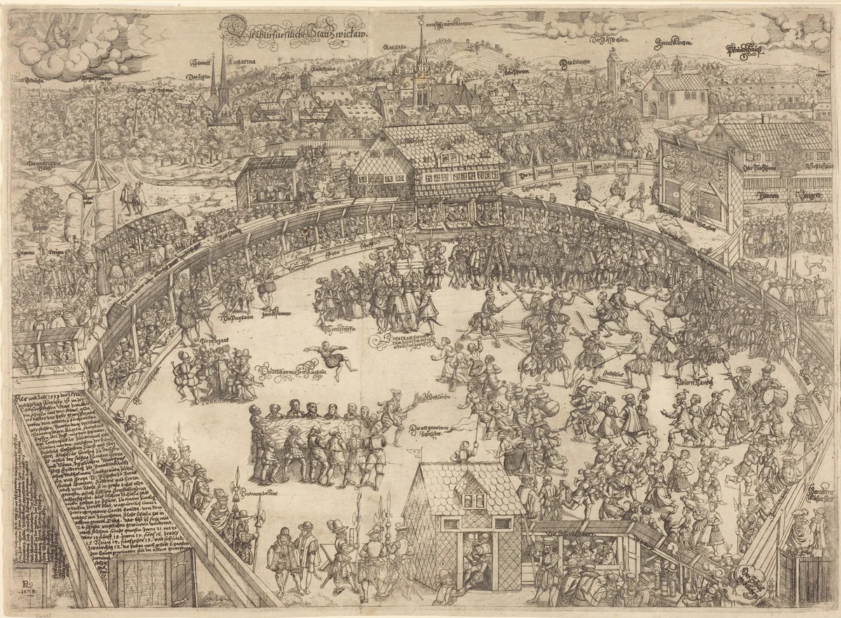 The Tournament Place in the City of Zwickau by Paulus Reinhart, print, 1573