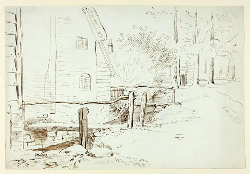 Landscape with Bridge by Henry Stacy Marks, drawing, 1849-1898