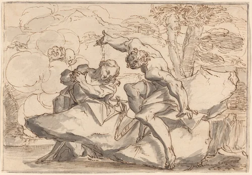 The Baptism of Christ by Paul Troger, drawing, 1698-1762