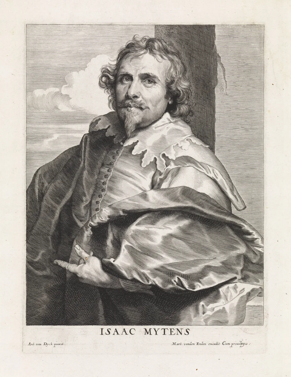 Portret van de schilder Daniël Mijtens (I) by Paulus Pontius, print, 1616-1657
