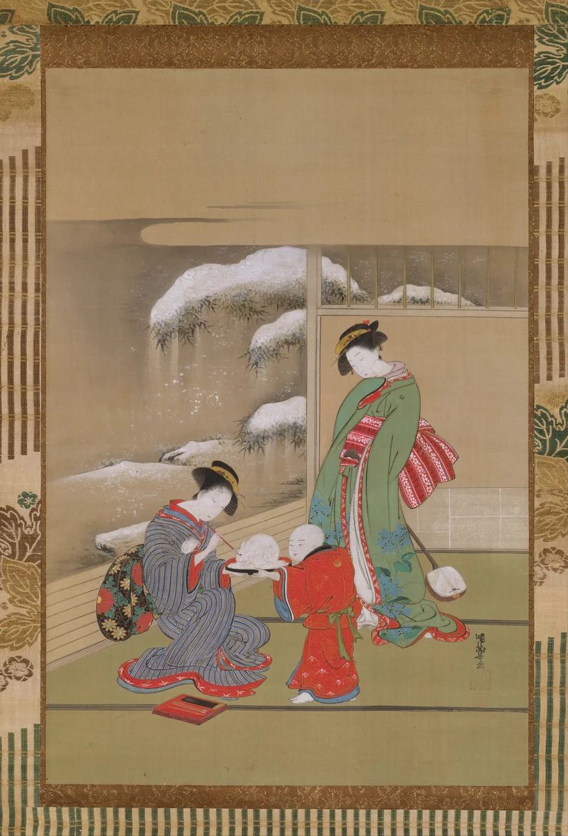 Painting the Eyes on a Snow Rabbit by Isoda Koryūsai, painting, 1770-1790