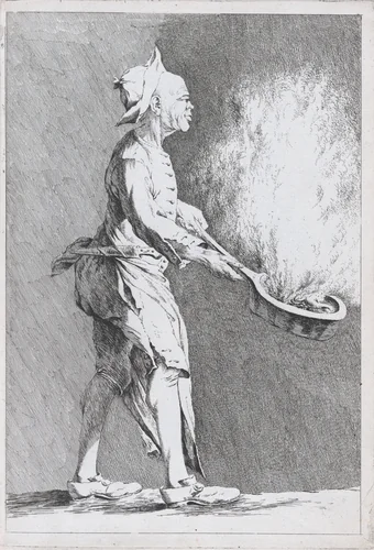 Nicolas Bremont, Cook at the French Academy in Rome, pl. XIV from "Recueil de caricatures" by Ange Laurent de La Live de Jully, print, 1749-1759