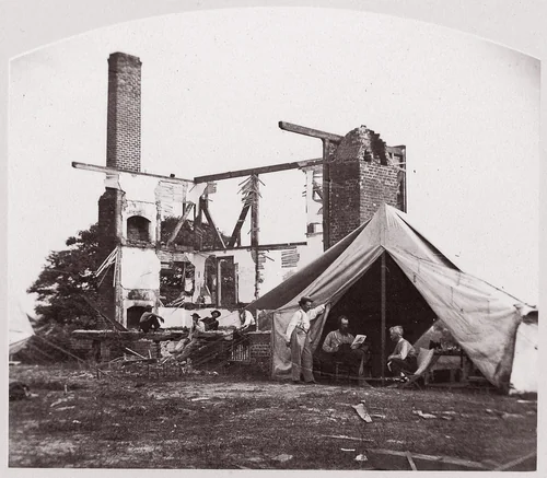 Bull Run, Mrs. Henry's House, 21 July 1861 by George N. Barnard, photograph, 1861