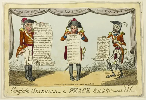 English Generals on the Peace Establishment!!! by George Cruikshank, print, 1816