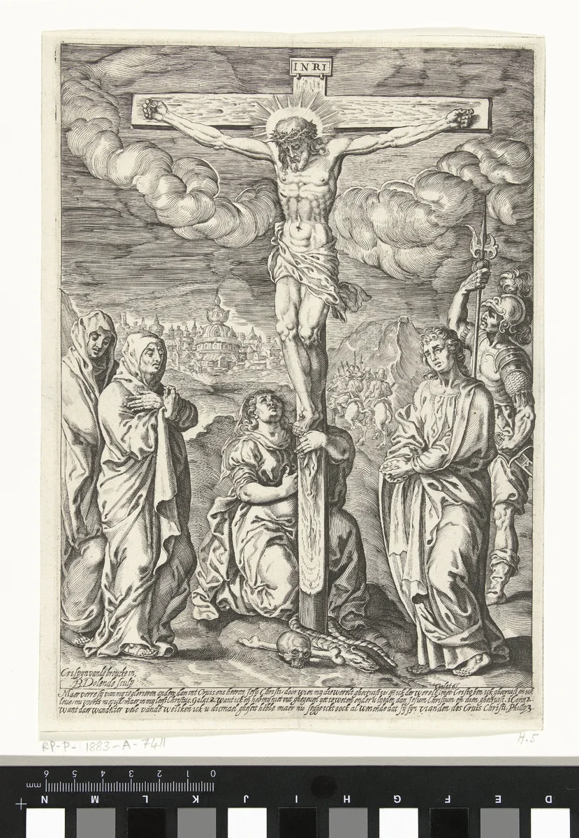 Kruisiging van Christus by Unknown, print, 1589-1626