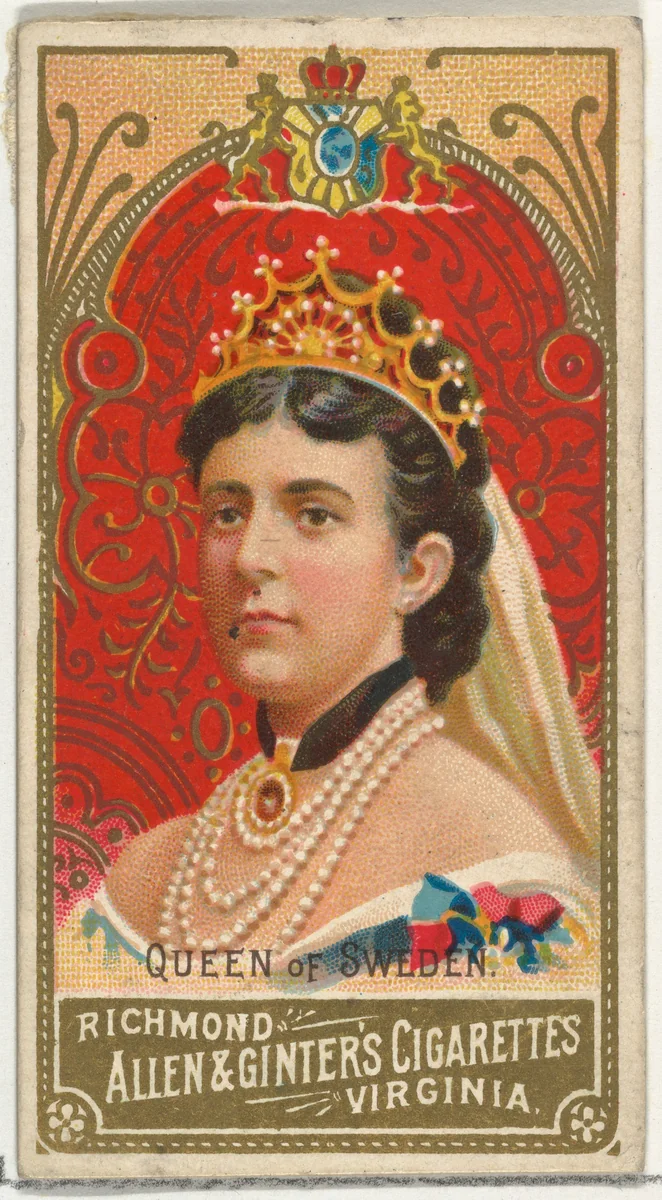 Queen of Sweden, from World's Sovereigns series (N34) for Allen & Ginter Cigarettes by Allen & Ginter, print, 1889