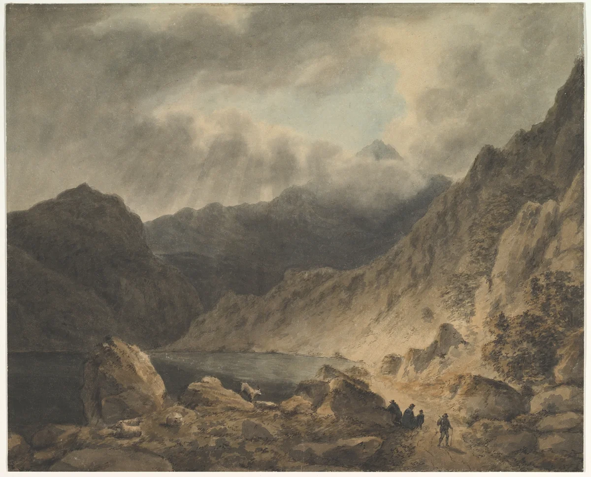 Storm Over A Lake by Joseph Barber, drawing, 1800-1811