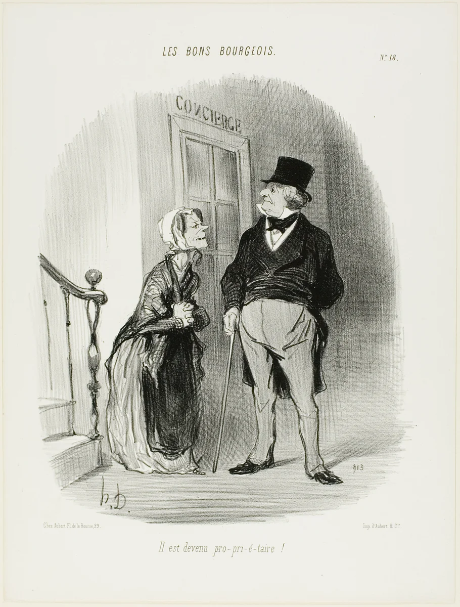 “He has become a Laaaand-Looooord!,” plate 18 from Les Bons Bourgeois by Honoré-Victorin Daumier, print, 1846