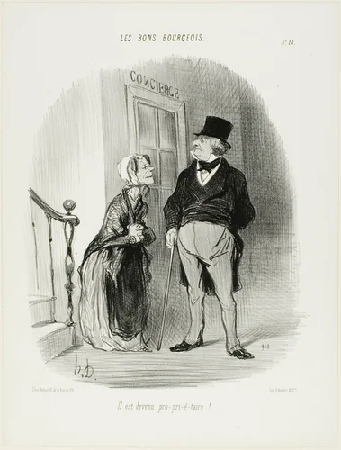 “He has become a Laaaand-Looooord!,” plate 18 from Les Bons Bourgeois by Honoré-Victorin Daumier, print, 1846