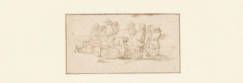 Inpakken van tonnen by anonymous, drawing, 1600-1699
