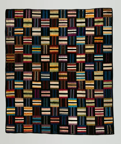 Quilt (or decorative throw), Roman Stripes pattern by Julia Perry Brigham, artwork, 1862-1865