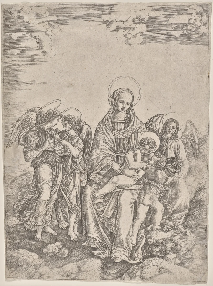 Virgin and Child with the Infant St. John by Cristofano Robetta, print, 1500-1520