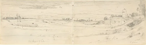 View of the Appian Way by August Leopold Venus, drawing, 1866