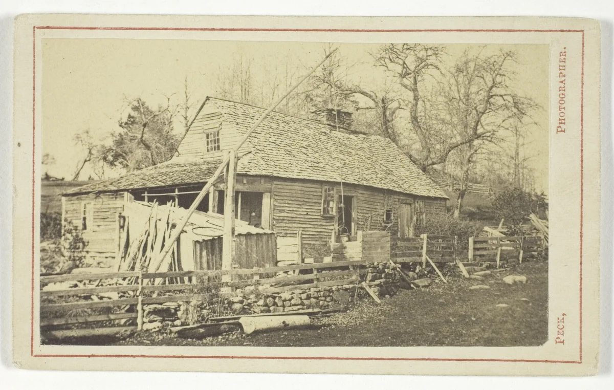 Untitled (Cabin with well) by Henry S. Peck, photograph, 1860-1869