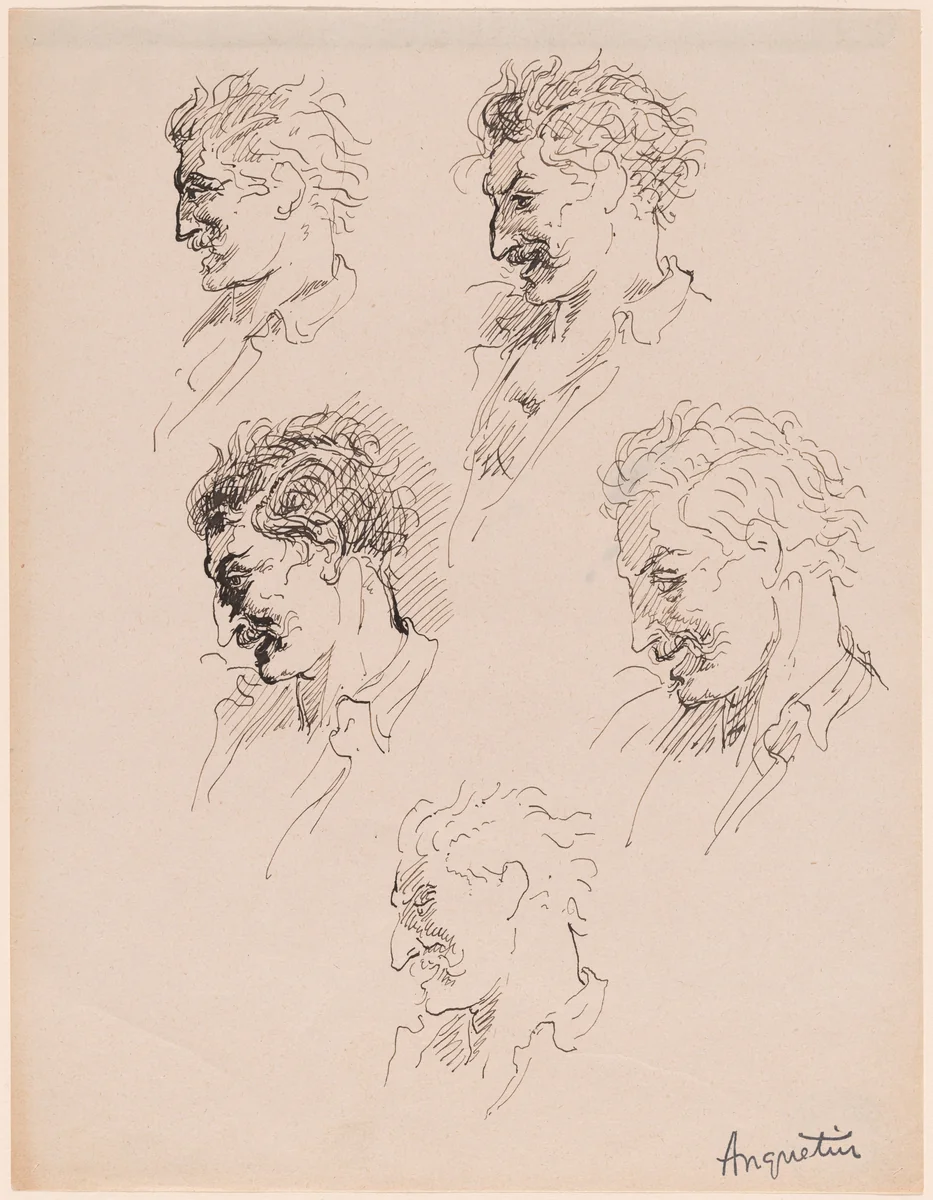 Head Studies by Louis Anquetin, drawing, 1890-1899