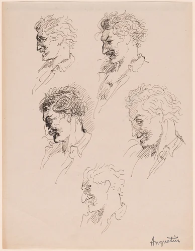 Head Studies by Louis Anquetin, drawing, 1890-1899