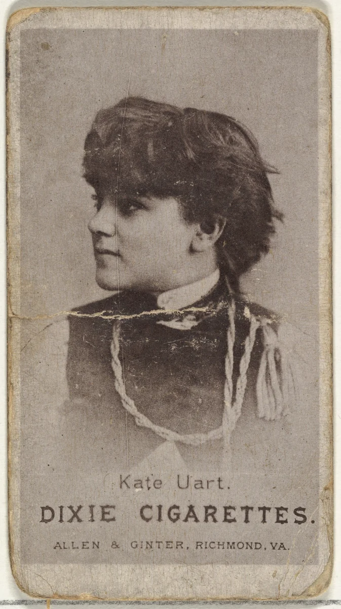Kate Uart, from the Actresses series (N67) promoting Dixie Cigarettes for Allen & Ginter brand tobacco products by Allen & Ginter, print, 1885-1893