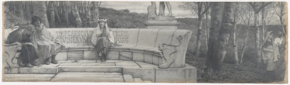 Autumn (Scene in a Roman Garden) by Lawrence Alma-Tadema, drawing, 1869-1884