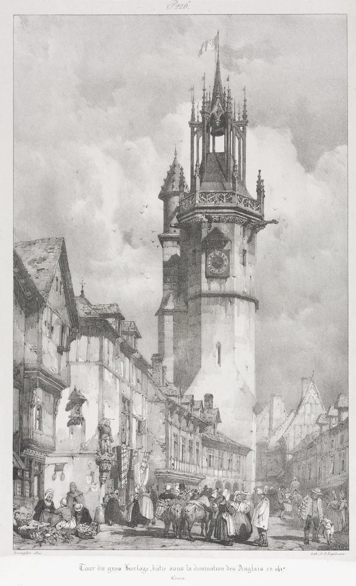 Voyages Pittoresques et Romantique dans l'Ancienne France, Normandie: Tour du Gros-Horlage, Évreux by Godefroy Engelmann, print, 1824