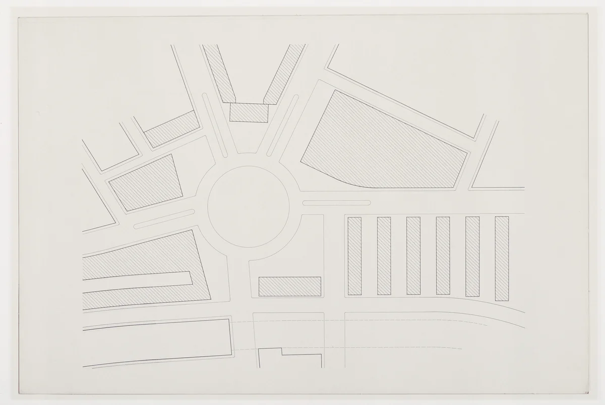 Remodeling of Alexanderplatz, Berlin, Site plan by Ludwig Mies van der Rohe, mies van der rohe archive, 1928