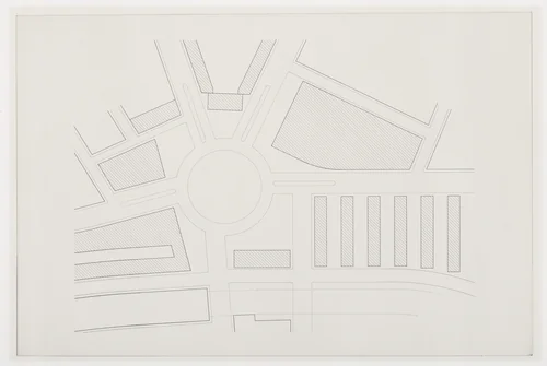 Remodeling of Alexanderplatz, Berlin, Site plan by Ludwig Mies van der Rohe, mies van der rohe archive, 1928