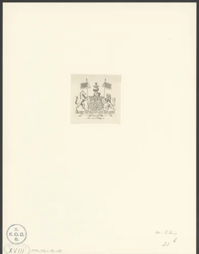 Wapenschild met twee manen en een ster by anonymous, print, 1893