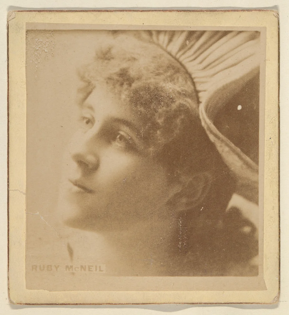 Ruby McNeil, from the Actresses series (N246), Type 2, issued by Kinney Brothers to promote Sporting Extra Cigarettes by Kinney Brothers Tobacco Company, photograph, 1888-1892