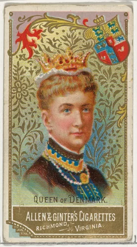 Queen of Denmark, from World's Sovereigns series (N34) for Allen & Ginter Cigarettes by Allen & Ginter, print, 1889