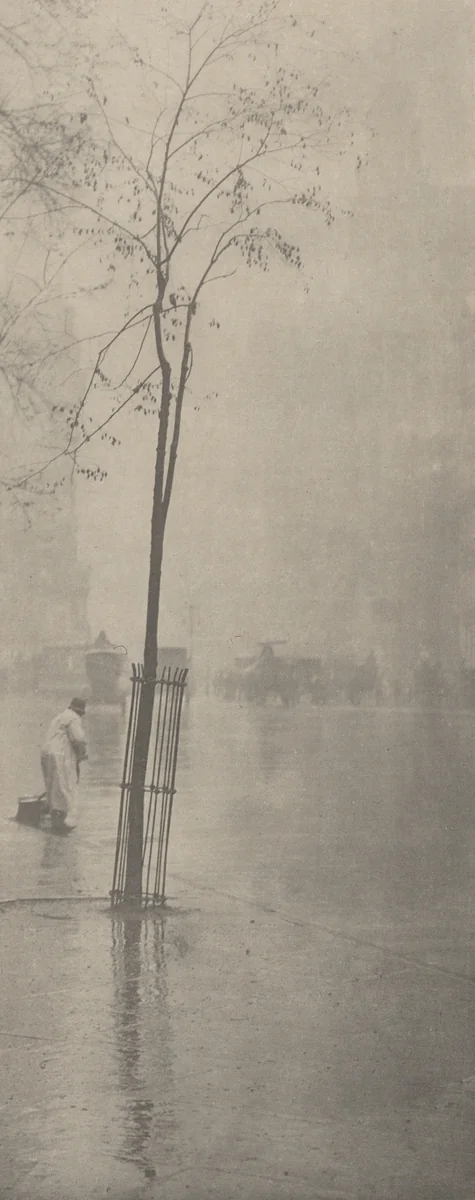 Spring Showers—The Street-Cleaner by Alfred Stieglitz, photograph, 1900-1901