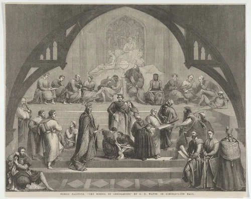 "The School of Legislation" in Lincoln's-Inn Hall, from "Illustrated London News" by George Frederic Watts, print, 1860