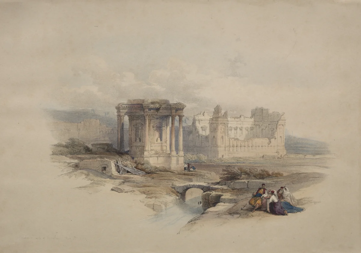 Circular Temple at Baalbec by David Roberts, print, 1839