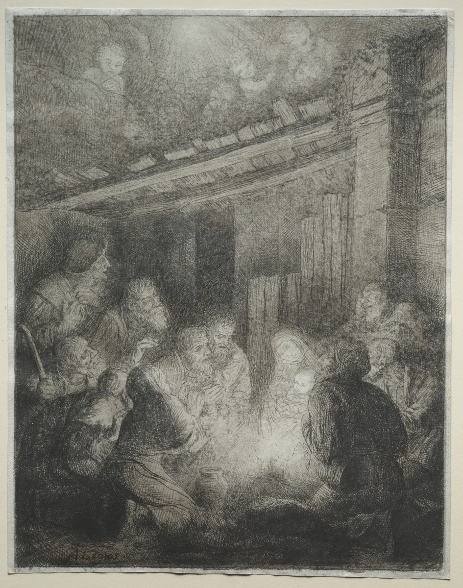 Adoration of the Shepherds by Alphonse Legros, print, 1857-1911