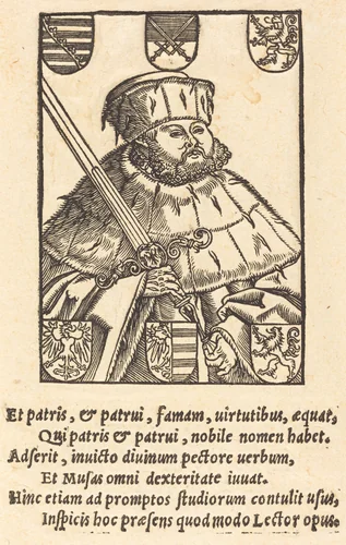 John Frederic the Magnanimous, in Electoral Robes [left] by Lucas Cranach the Younger, print, 1500-1599