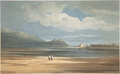 Harlech Castle across the Traeth Mawr by John Varley, drawing, 1800-1842