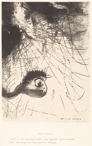 Saint-Antoine: Il doit y avoir quelque part des figures primordiales dont les corps ne sont que les images (Saint Anthony: "Somewhere there must be primordial shapes whose bodiesare only images") by Odilon Redon, print, 1889
