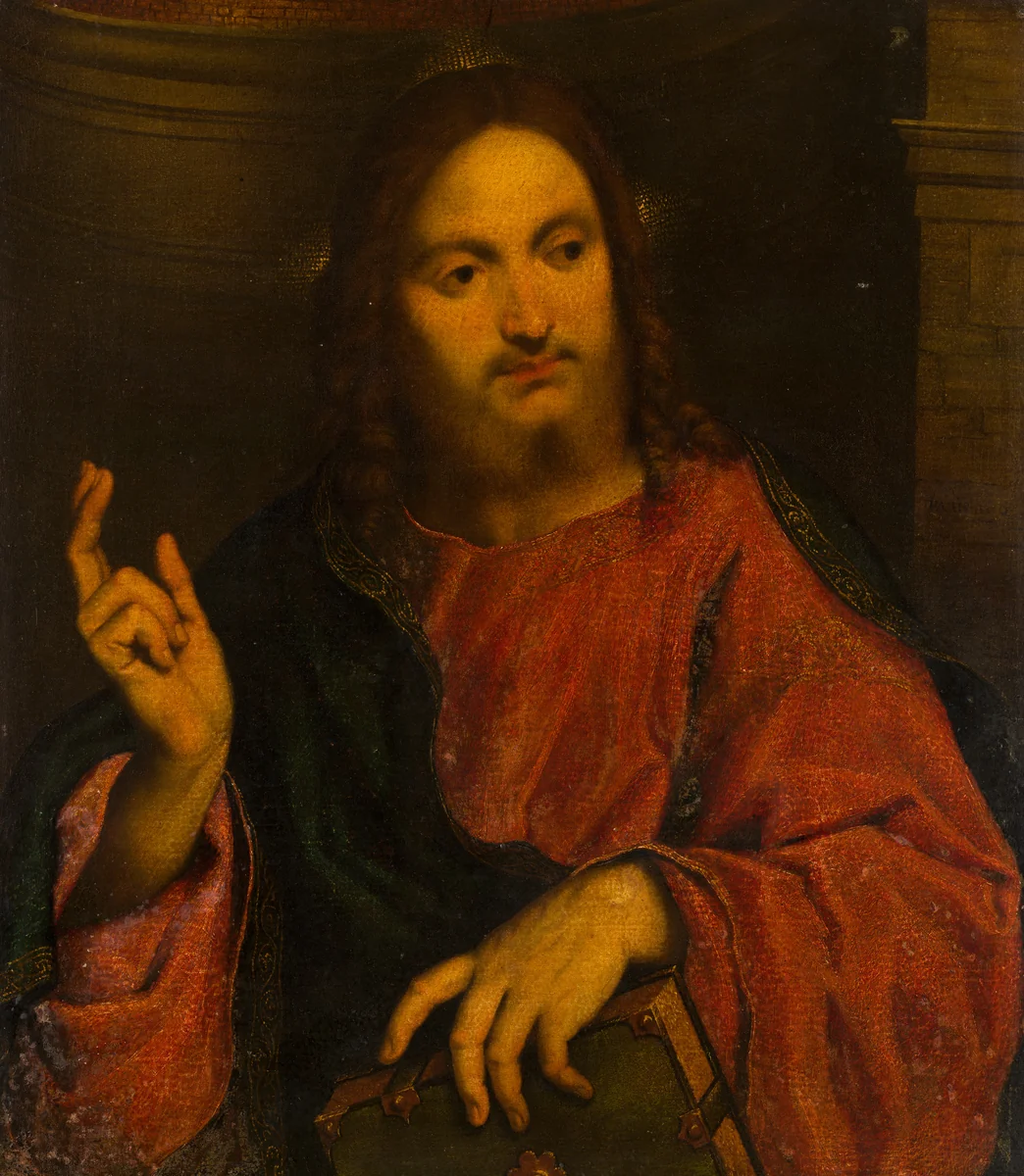 Christ Blessing by Paris Bordone, painting, 1540