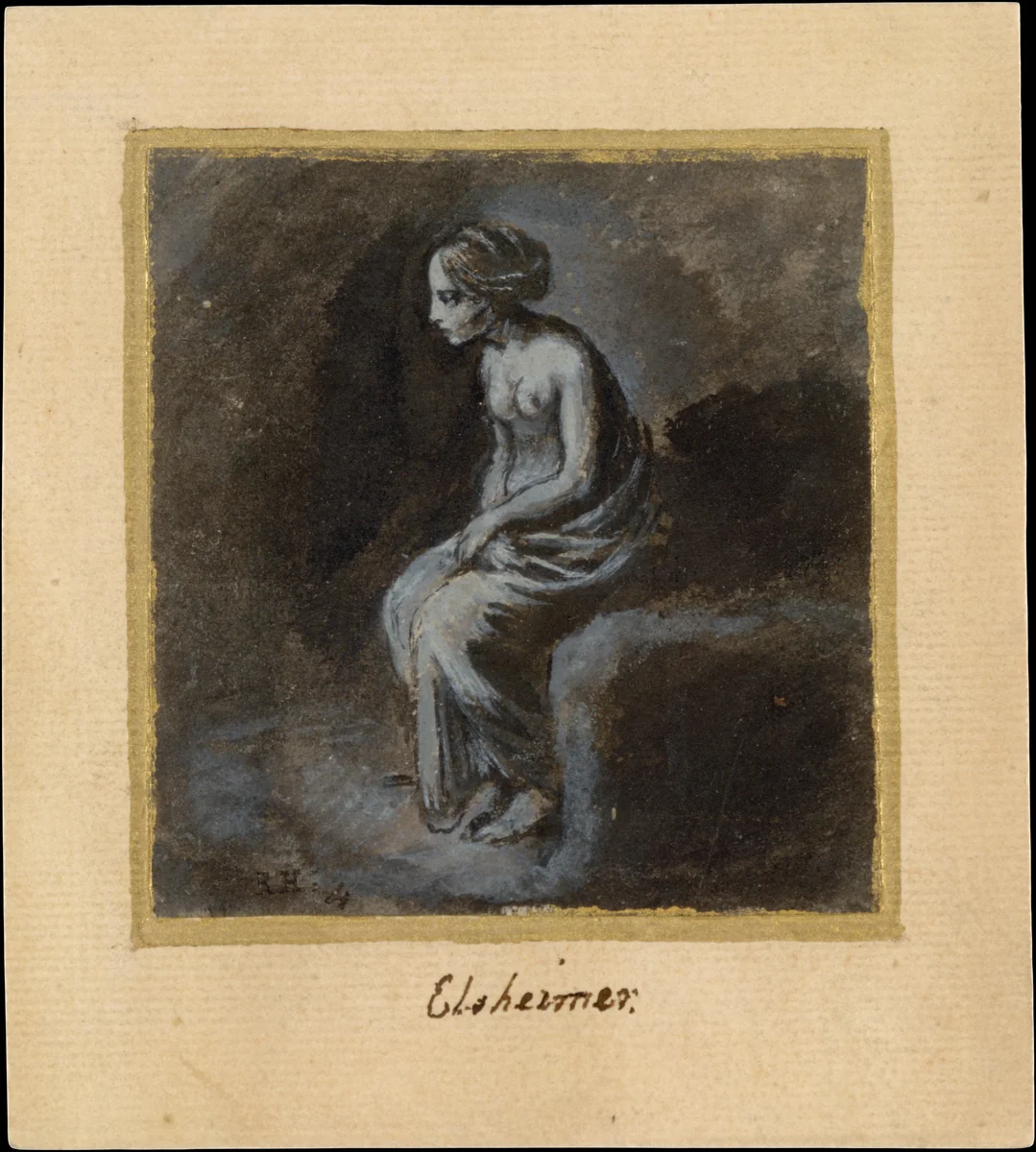 Seated Young Woman by Adam Elsheimer, drawing, 1590-1610