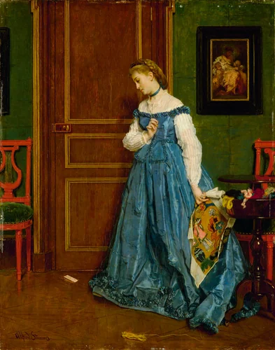 Hesitation (Madame Monteaux?) by Alfred Stevens, painting, 1862-1872
