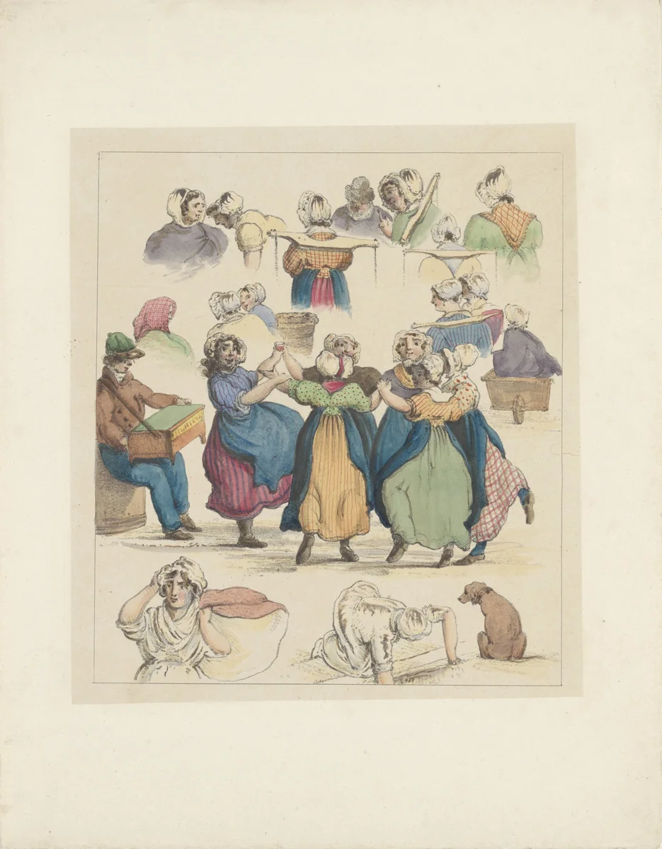 Figuurstudies (vijfde blad), 1833 by Christiaan Andriessen, print, 1833