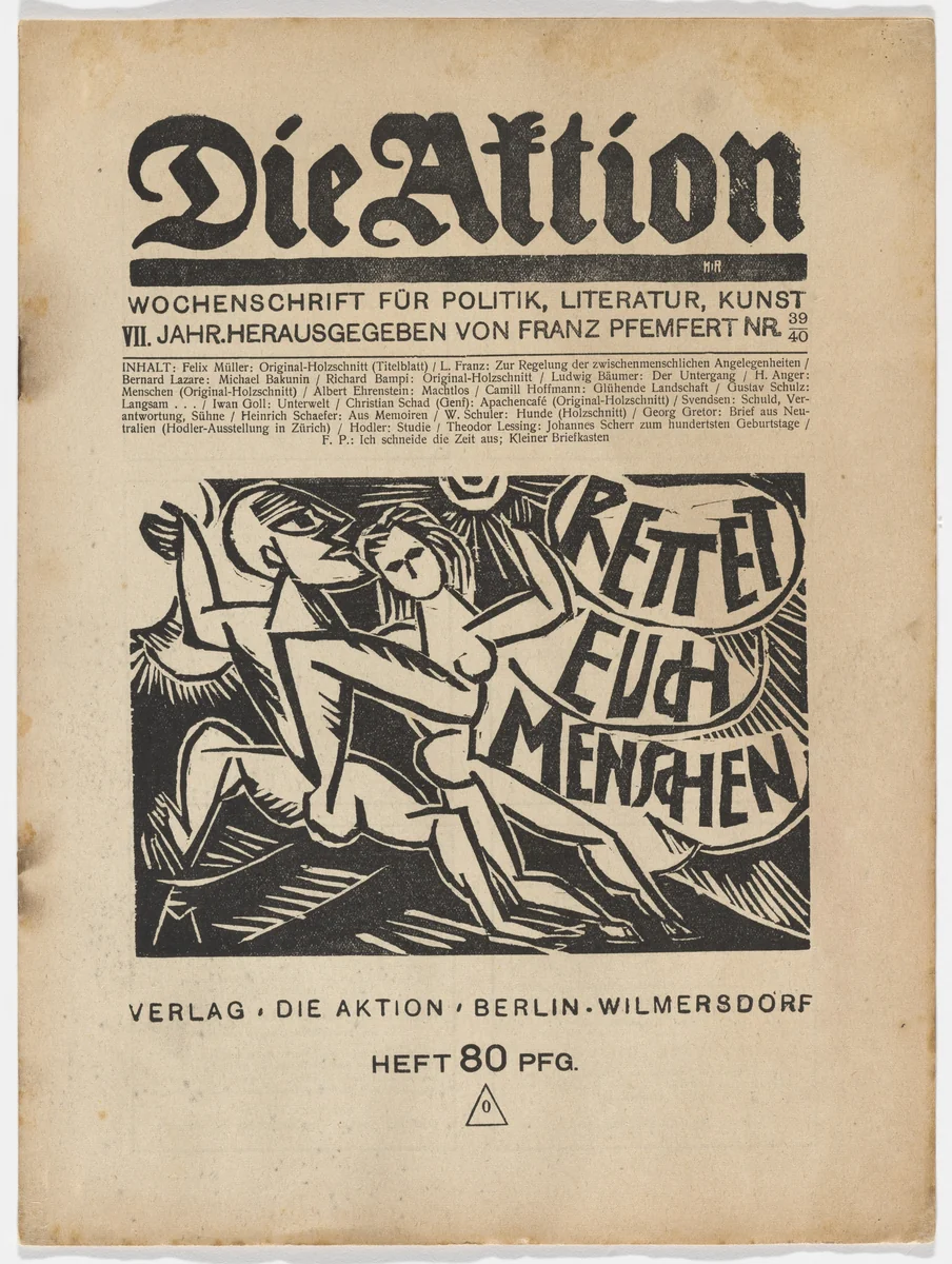 Die Aktion, vol. 7, no. 39/40 by Conrad Felixmüller, periodical, 1917