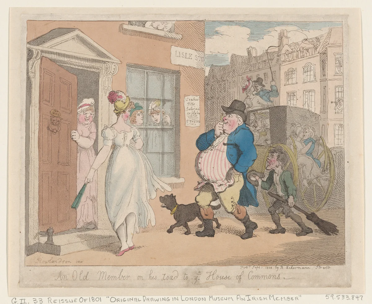 An Old Member on his Road to the House of Commons by Thomas Rowlandson, print, 1802