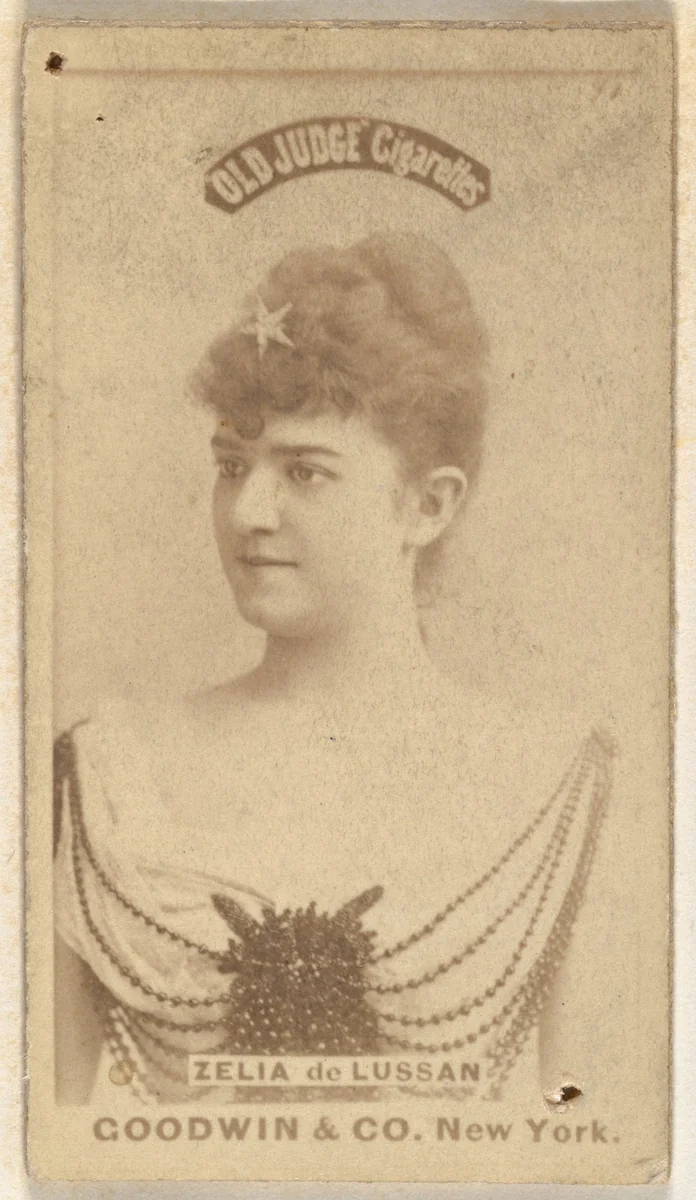 Zelia de Lussan, from the Actors and Actresses series (N171) for Old Judge Cigarettes by Goodwin & Company, photograph, 1886-1890