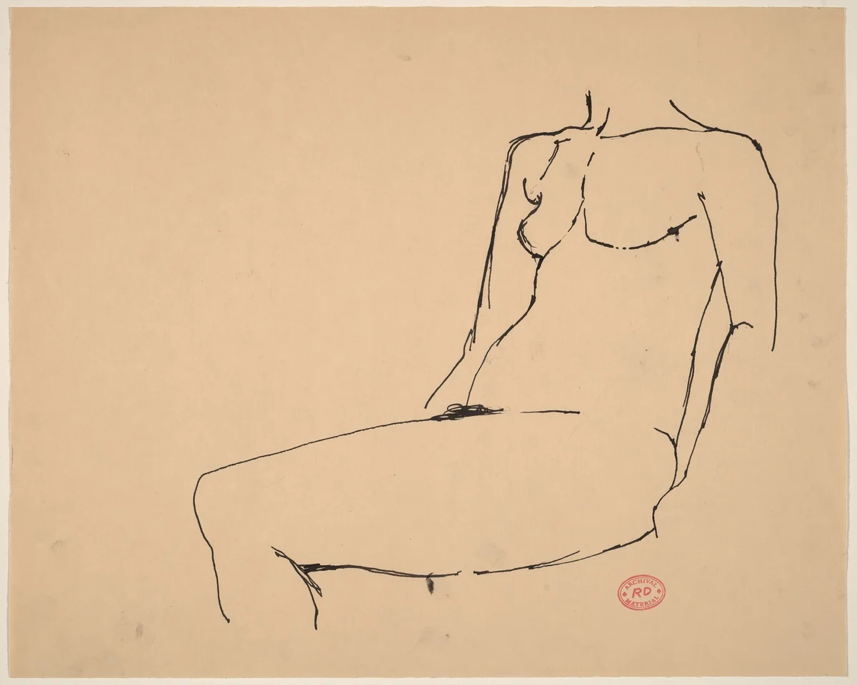Untitled [torso and leg of a seated female nude] by Richard Diebenkorn, drawing, 1955-1967
