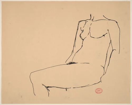 Untitled [torso and leg of a seated female nude] by Richard Diebenkorn, drawing, 1955-1967