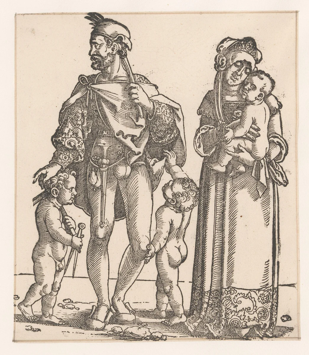 Jered met zijn vrouw en kinderen by anonymous, print, 1530